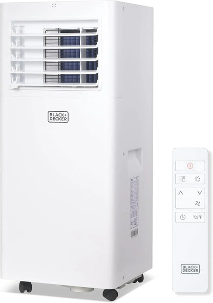 Black Plus Decker 10,000 BTU Portable Air Conditioner For Rooms Up To 450 Sq With Remote Control