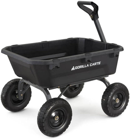 7GCG-NF Heavy-Duty Poly Dump Garden Cart With No-Flat Tires, 7 Cu. Ft., 1200-Pound Capacity, Black