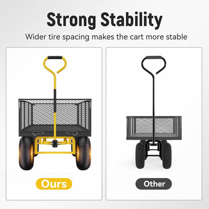 Steel Garden Cart, 2-in-1 1400 Lbs Heavy Duty Utility Wagon, With Removable Mesh Sides To Convert Into Flatbed