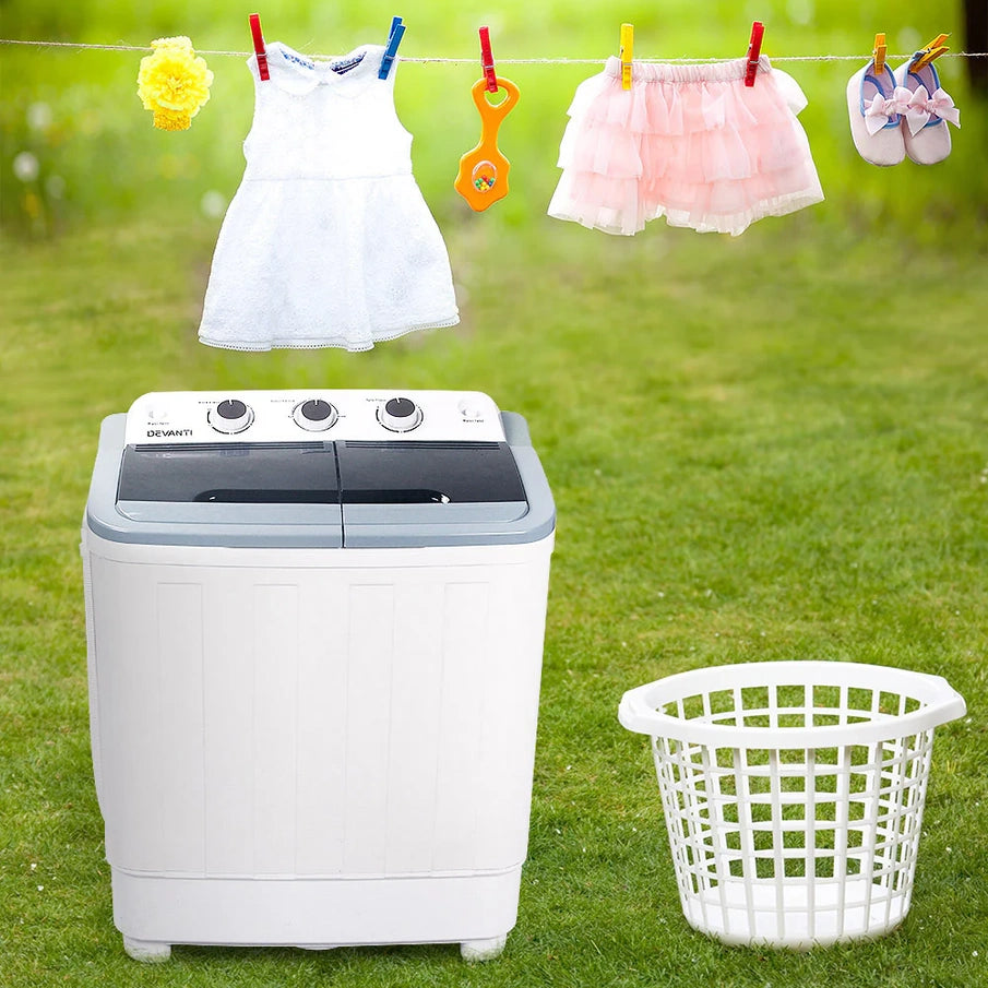 Devanti 5KG Twin Tub Portable Washing Machine White