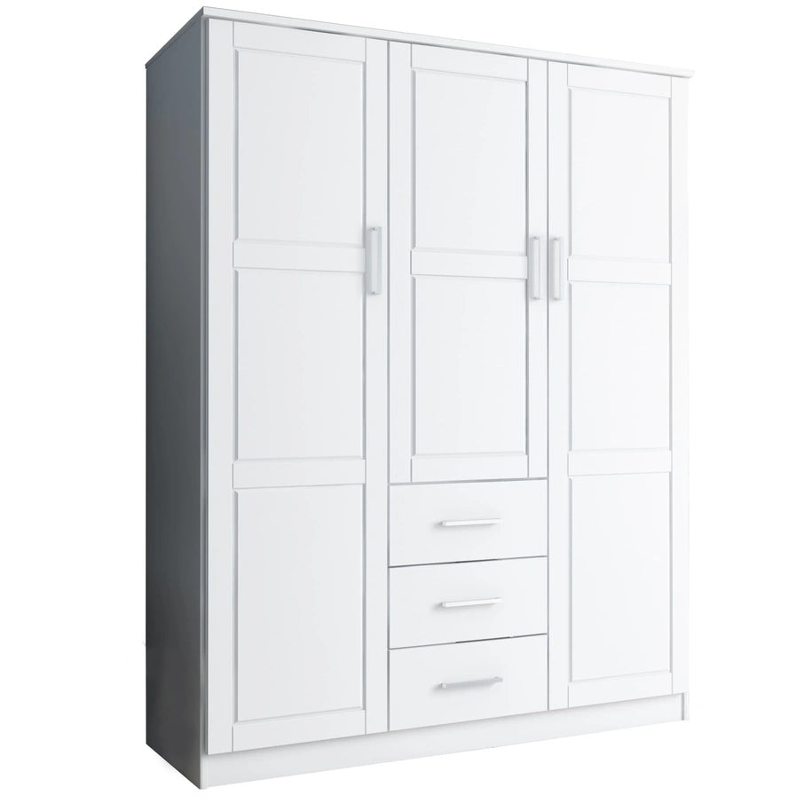 Palace Imports 100% Solid Wood Cosmo 3-Door Wardrobe Armoire With Solid Wood Or Mirrored Doors