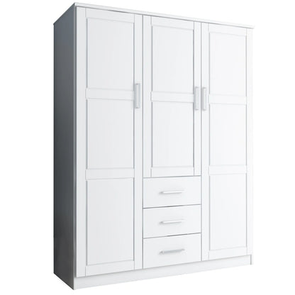 Palace Imports 100% Solid Wood Cosmo 3-Door Wardrobe Armoire With Solid Wood Or Mirrored Doors