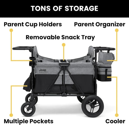 Jeep Wrangler Deluxe 4 Seater Stroller Wagon By Delta Children Premium Quad Stroller Wagon