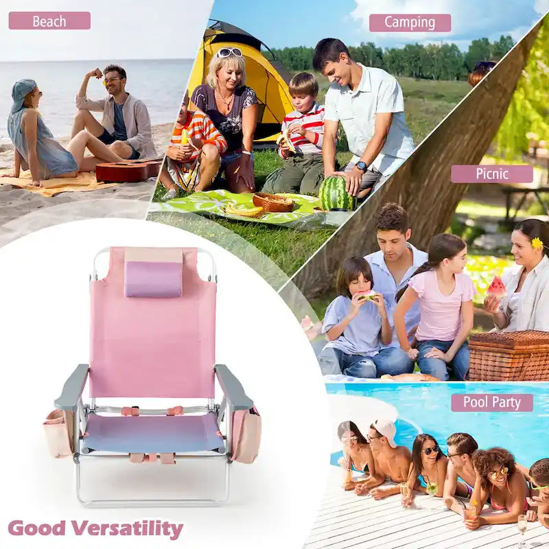Costway 4-Pack Folding Backpack Beach Chair 5-Position Outdoor, See Details