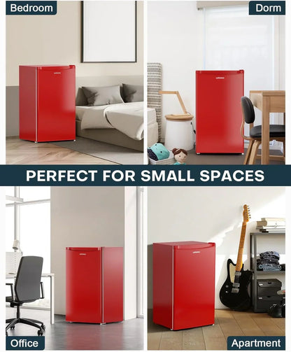 Upstreman 3.2 Cu. Ft. Mini Fridge Freezer Single Door Fridge Dorm Fridge Adjustable Thermostat