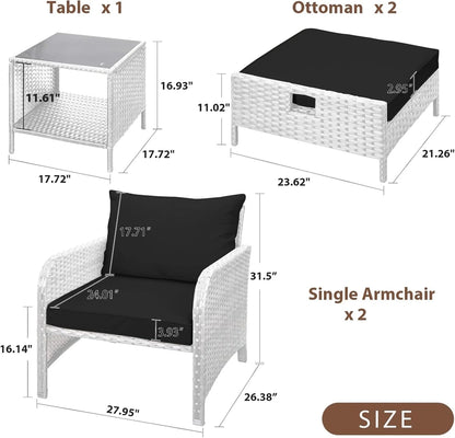 Leveleve Balcony Furniture 5 Piece Patio Conversation Set