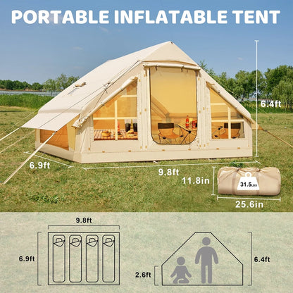 6 Person Inflatable Camping Tent With Pump, x7ft