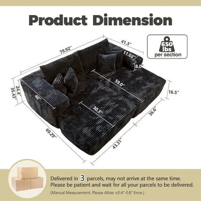 Hooowooo Modern Plush Sectional Sofa L-Shaped Couch With Removable Ottoman