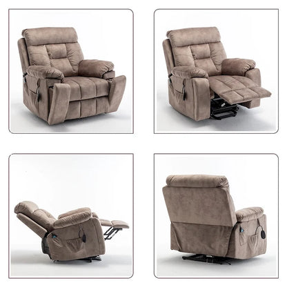 Large Electric Massage Lift Recliner With Heat, Hidden Cup Holder