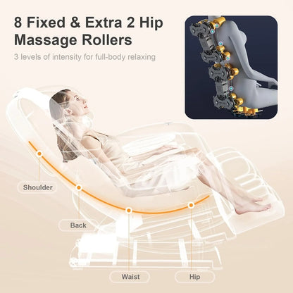 Massage Chair Full Body, Zero Gravity Massage Chair With 10 Fix Rollers, Heating, Foot Massage, Auto Modes, Bluetooth Speaker