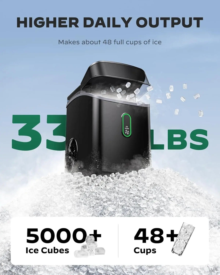 Silonn Nugget Ice Maker Countertop, Pebble Ice Maker With Soft Chewable Ice, One-Click Operation Ice Machine With Self-Cleaning