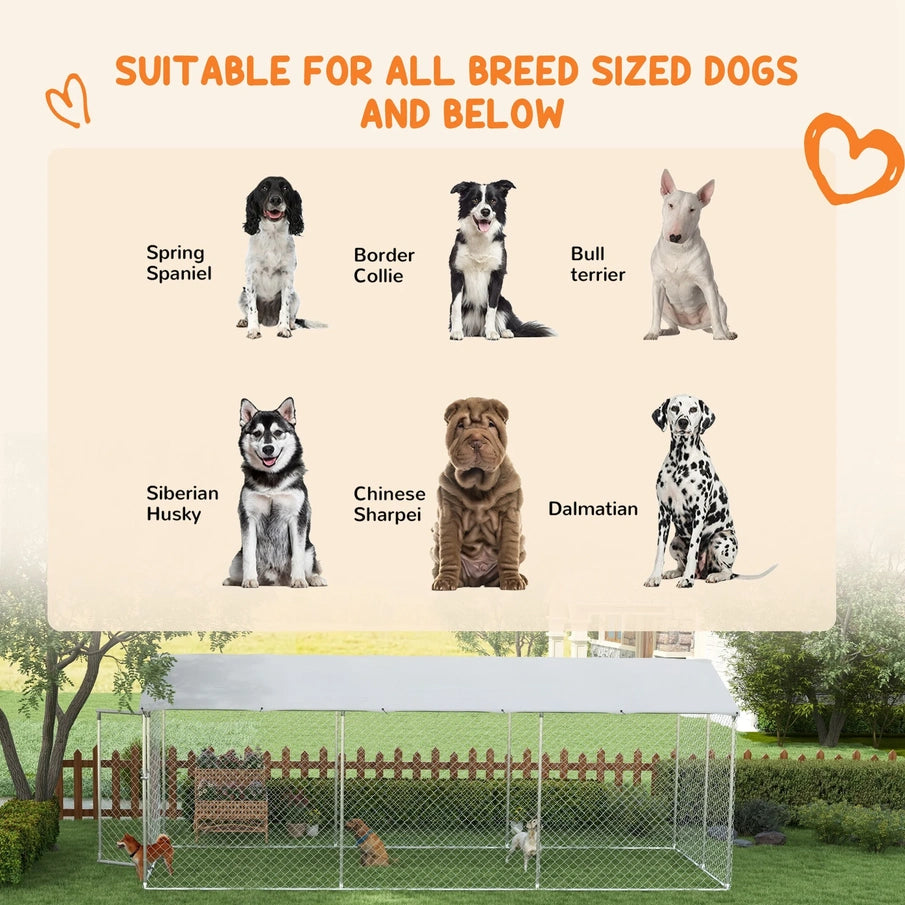 PawHut 19.7' x 7.5' x 7.5' Outdoor Dog Kennel With Waterproof Roof