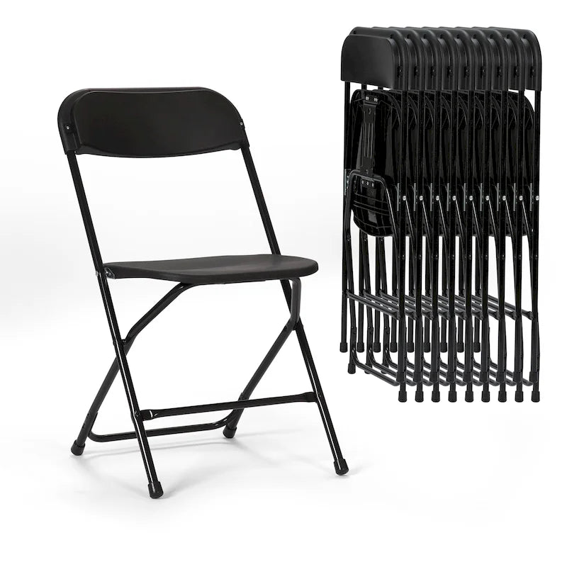 10 Pack Plastic Folding Chair 350lb. Capacity For Events Office Wedding Party Picnic Kitchen Dining