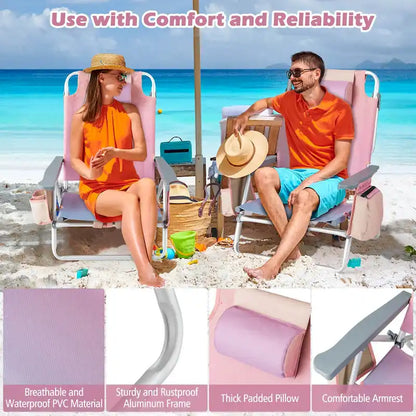 Costway 4-Pack Folding Backpack Beach Chair 5-Position Outdoor, See Details