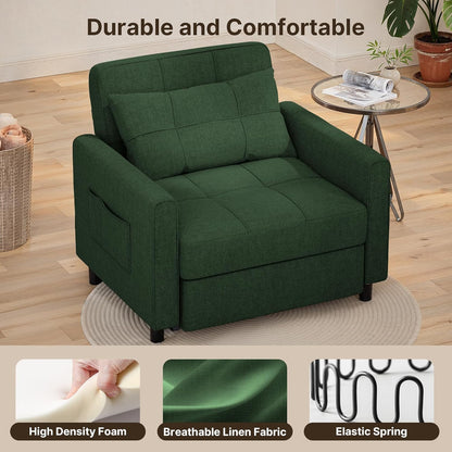 Sofa Bed Chair 3-in-1 Convertible Pullout Single Sleeper Chair Bed Spacious Multifunctional Sofa