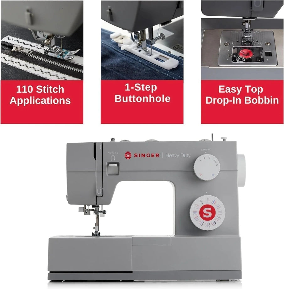 Singer Heavy Duty 4452 High Speed Sewing Machine With Accessory Kit, Strong Motor With Enhanced Piercing Power, 110 Stitch Applications