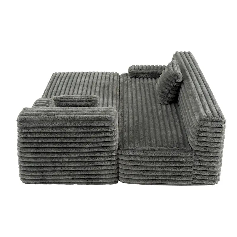 Cloud Sectional Sofa, Modern Upholstered Couch With 2 Throw Pillows, Free-Combined Sofa, Modular Sectional L Shaped Couch