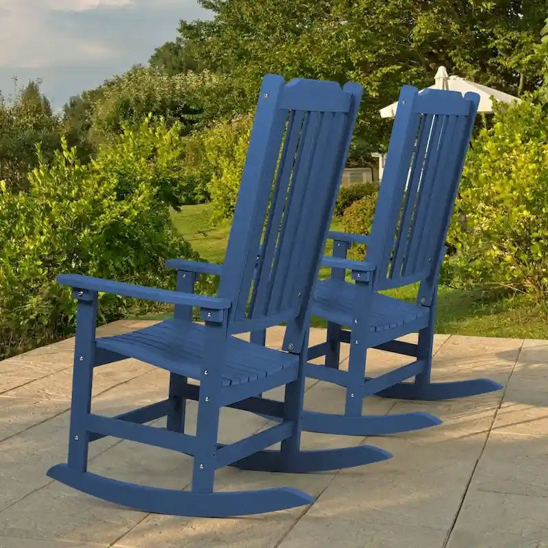 Vrakae 2 Pcs Patio All Weather Resistant High Back Rocking Chair