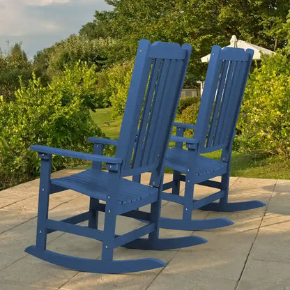 Vrakae 2 Pcs Patio All Weather Resistant High Back Rocking Chair
