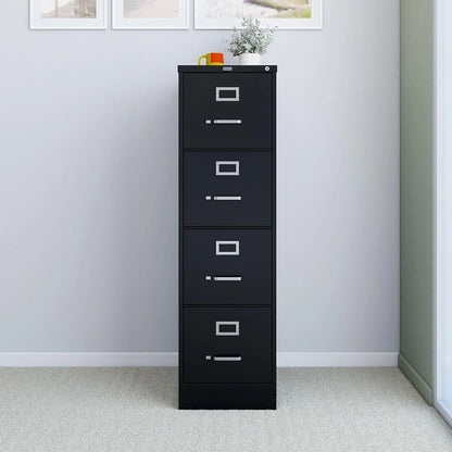 Staples 4-Drawer File Cabinet, Lockable, Black, 25 In.D x 15 In.W
