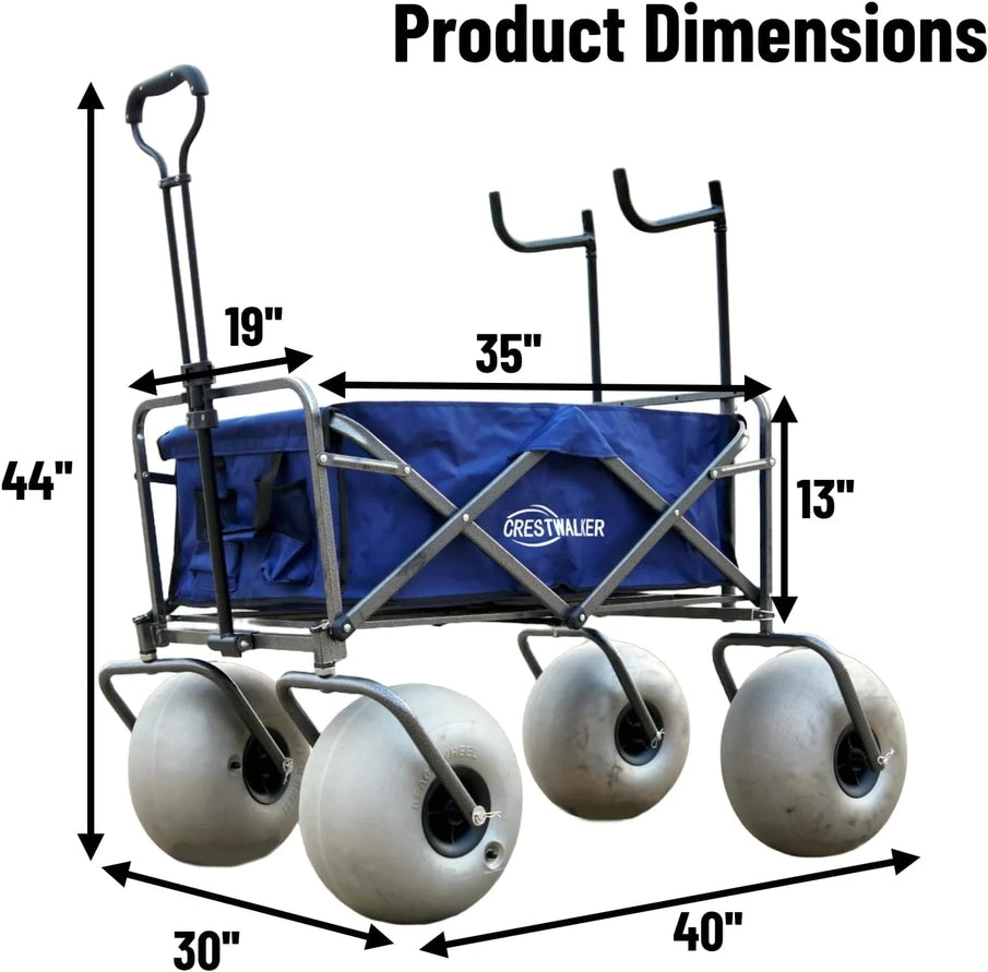 Beach Cart With 13-inch Balloon Wheels, Chair Brackets And Pump Included