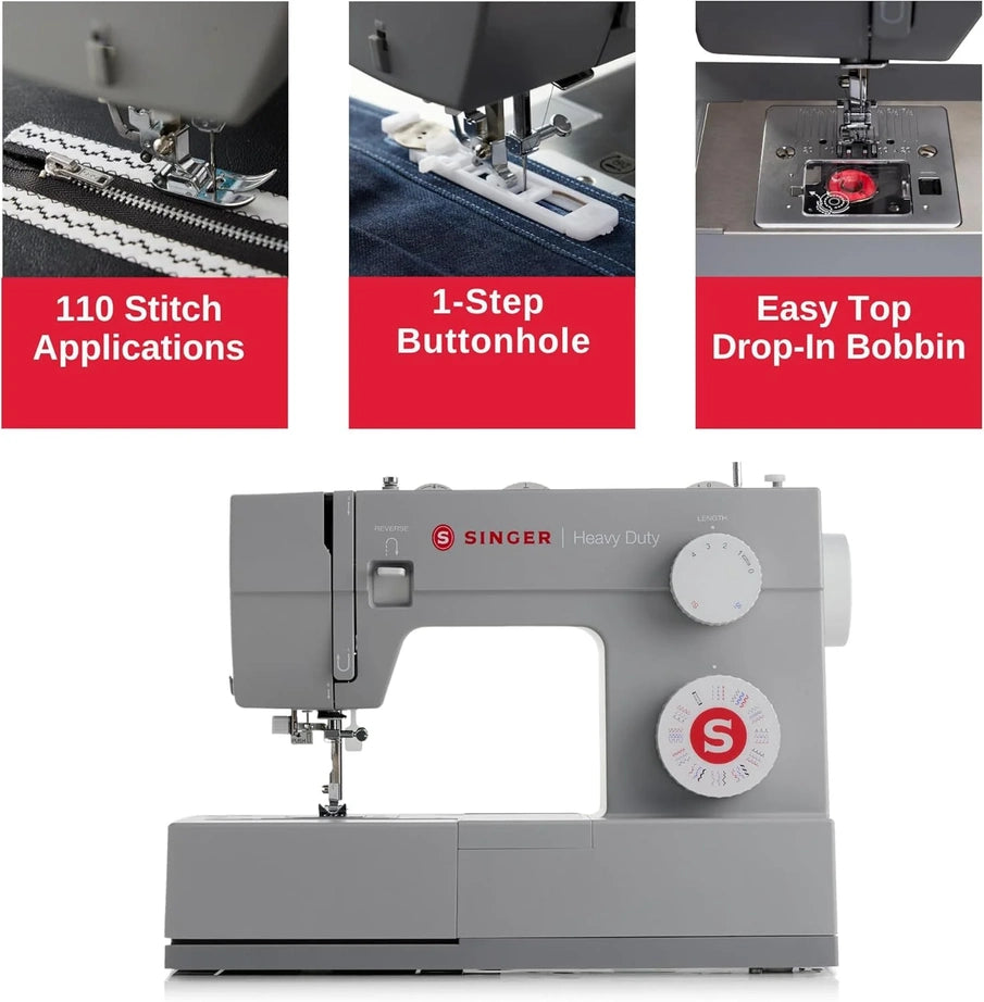 Singer Heavy Duty 4452 High Speed Sewing Machine With Accessory Kit, Strong Motor With Enhanced Piercing Power, 110 Stitch Applications