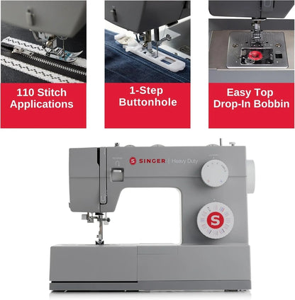 Singer Heavy Duty 4452 High Speed Sewing Machine With Accessory Kit, Strong Motor With Enhanced Piercing Power, 110 Stitch Applications