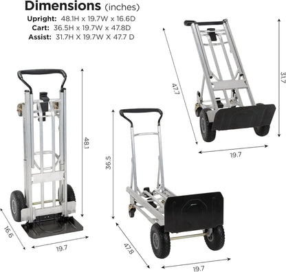 4-in-1 Folding Hand Truck With Puncture-Proof Wheels