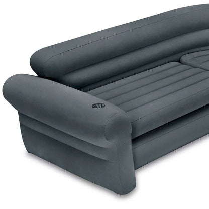 Intex Corner Sofa L-Shaped Inflatable Lounge Couch w/Cupholders, Gray, 2 Pack, 26