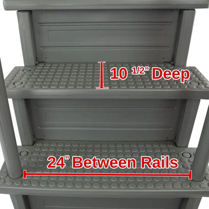 Select Anti-Slip in-Pool Steps, Gray, For Above Ground Swimming Pools, Can Mount To Decks 48 In. To 54 In. H, Safety Stairs Capacity Up To 300 Lbs