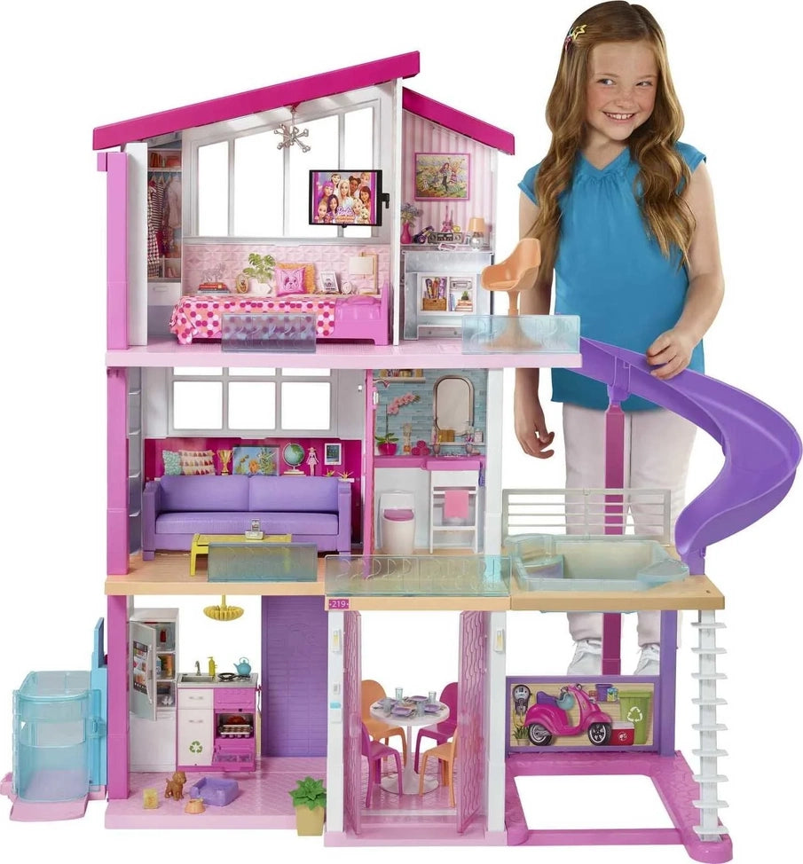 Barbie DreamHouse Dollhouse With Elevator, Pool, Lighting And Over 70 Accessories C 3-story Playset