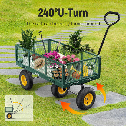 Steel Garden Cart, 2-in-1 1400 Lbs Heavy Duty Utility Wagon, With Removable Mesh Sides To Convert Into Flatbed