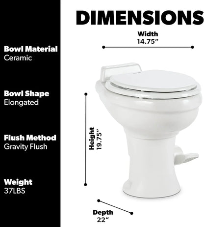 320 Series Standard Height RV Toilet, White