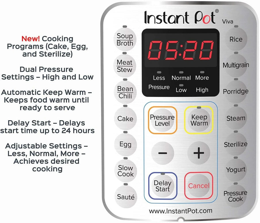 9-in-1 Multicooker, Pressure Cooker, Slow Cook, Rice Maker, Steamer, Sauté, Yogurt, Warmer And Sterilizer, Includes App With Over 800 Recipes