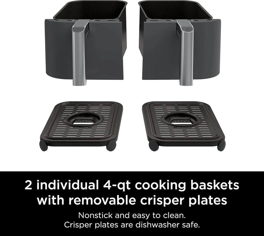 Ninja Foodi 10QT 6-in-1 DualZone Smart XL Air Fryer, 2 Independent 5QT Baskets, Smart Cook Thermometer, Match Cook, Smart Finish, Air Fry, DZ550