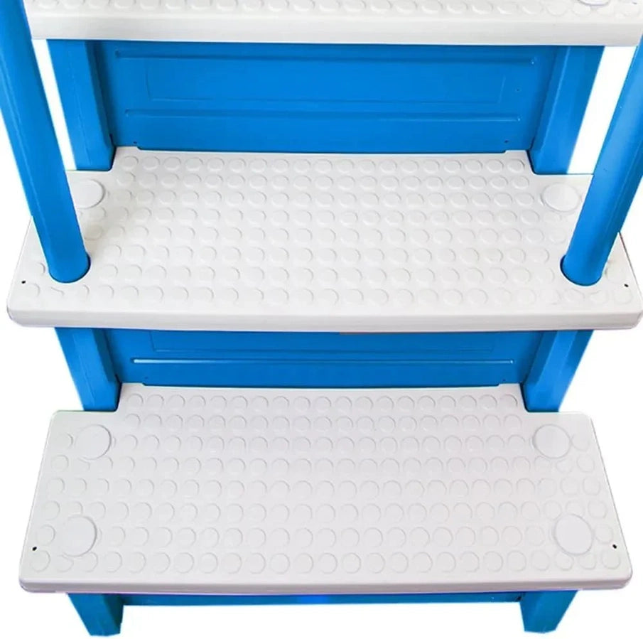 Non-Slip Entry Steps For Pools, Grey, For Above-Ground Pools, Can Be Installed On Terraces With A Height Of 122 To 137 Cm, Load Capacity Up To 136 Kg