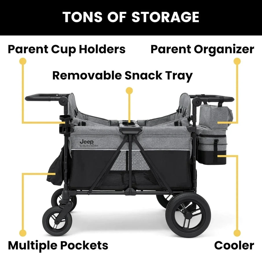 Jeep Wrangler Deluxe 4-seater Stroller By Delta Children Premium Quad Stroller