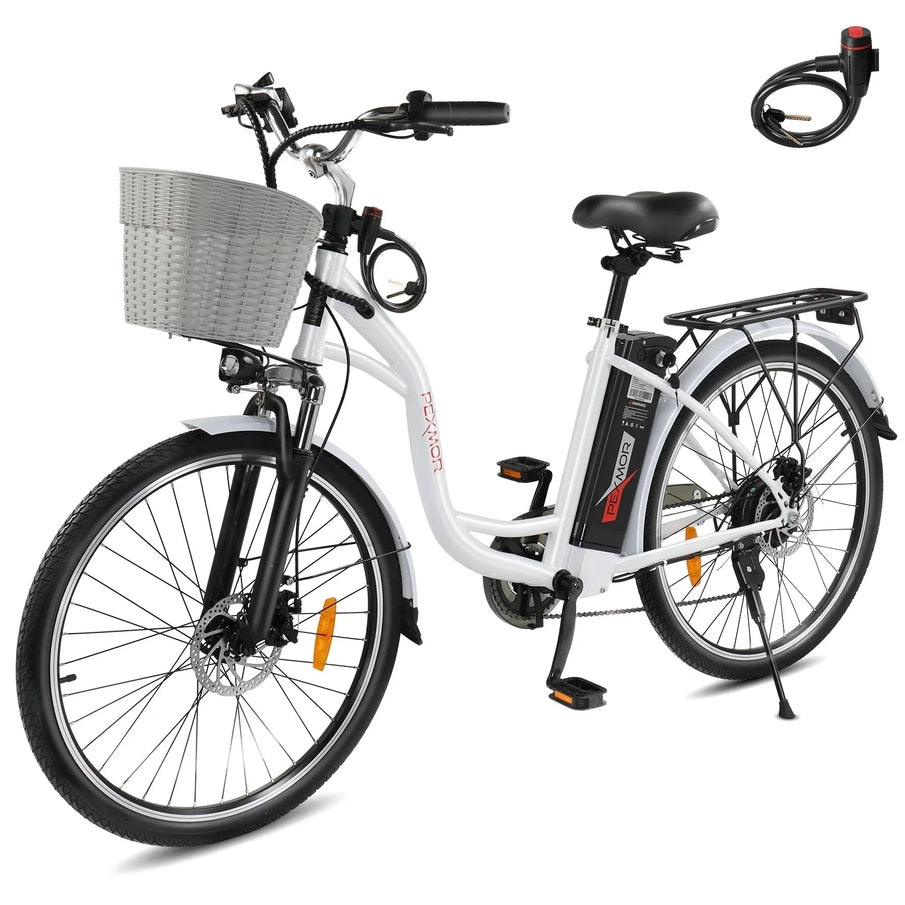 Pexmor Electric Bike For Adults, 350W, Peak 500W City Commuter Ebike 36V 12.5Ah Removable Battery