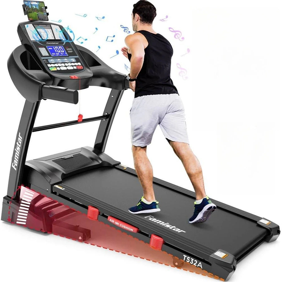 Famistar Folding Treadmill For Home With 15 Levels Auto Incline, 300lb Capcity, 10MPH Fast Speed Controls