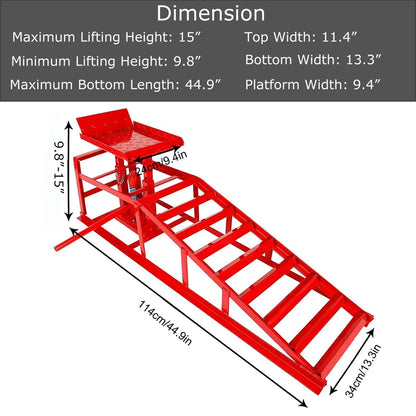 Confote Car Ramps, 2PCS 5T 10000lbs Portable Heavy Duty Hydraulic Car Ramps, Lift Ramp For Truck Vehicle Auto Garage Repair Red