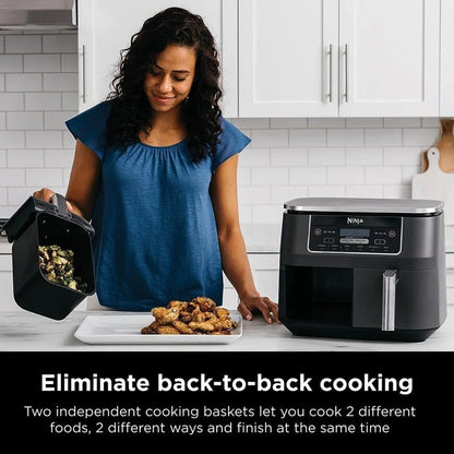 Ninja Foodi 10QT 6-in-1 DualZone Smart XL Air Fryer, 2 Independent 5QT Baskets, Smart Cook Thermometer, Match Cook, Smart Finish, Air Fry, DZ550