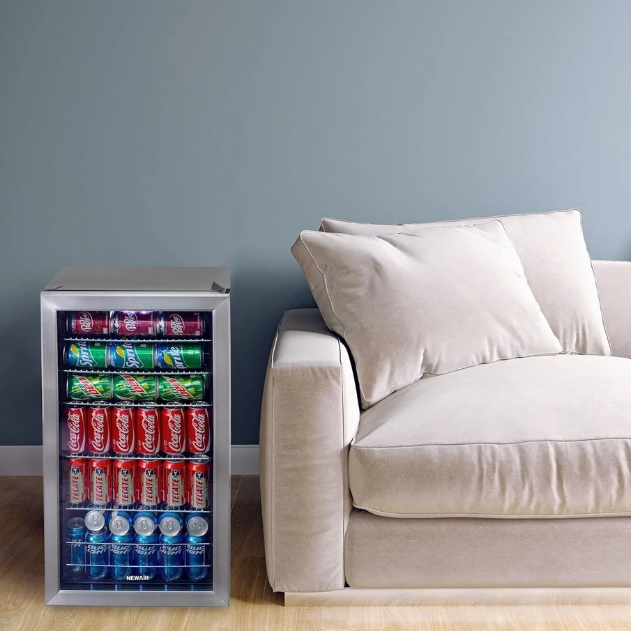Beverage Refrigerator Cooler, 126 Cans Free Standing With Right Hinge Glass Door, Mini Fridge Beverage Organizer For Beer, Wine, Soda