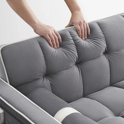 3-in-1 Sleeper Sofa Couch Bed For Living Room Apartment, Grey