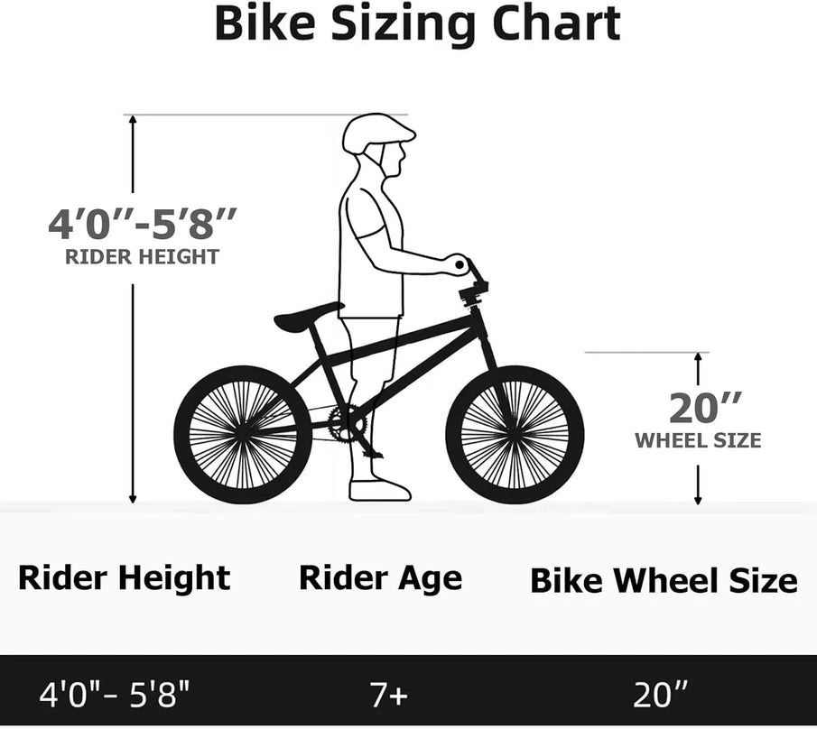 Weize Freestyle BMX Bicycle 20 In. Stunt Bike For Kids And Adults Men And Women High Strength Steel Frame 360 Degree Rotor Freestyle
