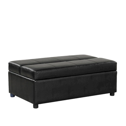 Twin Size Folding Pull Out Ottoman Sleeper Bed With Mattress Convertible Guest Bed, PU Upholstered Sleeper Sofa