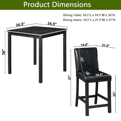 Modern 5-Piece Dining Set With Square Counter Height Table And 4 Upholstered Chairs