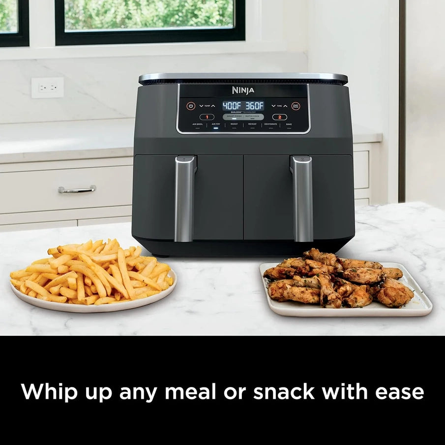 Ninja Foodi 10QT 6-in-1 DualZone Smart XL Air Fryer, 2 Independent 5QT Baskets, Smart Cook Thermometer, Match Cook, Smart Finish, Air Fry, DZ550