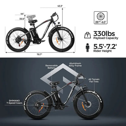 Outdoor Electric Bike With 48V/15Ah Lithium Battery