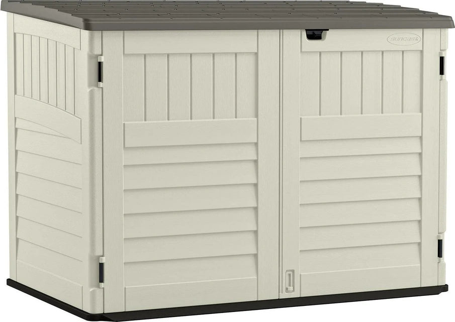 Suncast BMS4700 Resin Storage Shed, Off-White/Gray, 70.5W x 44.25D x 52H, Double Door, UV Resistant