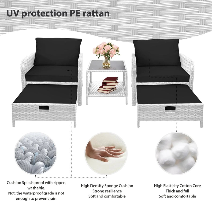 Leveleve Balcony Furniture 5 Piece Patio Conversation Set